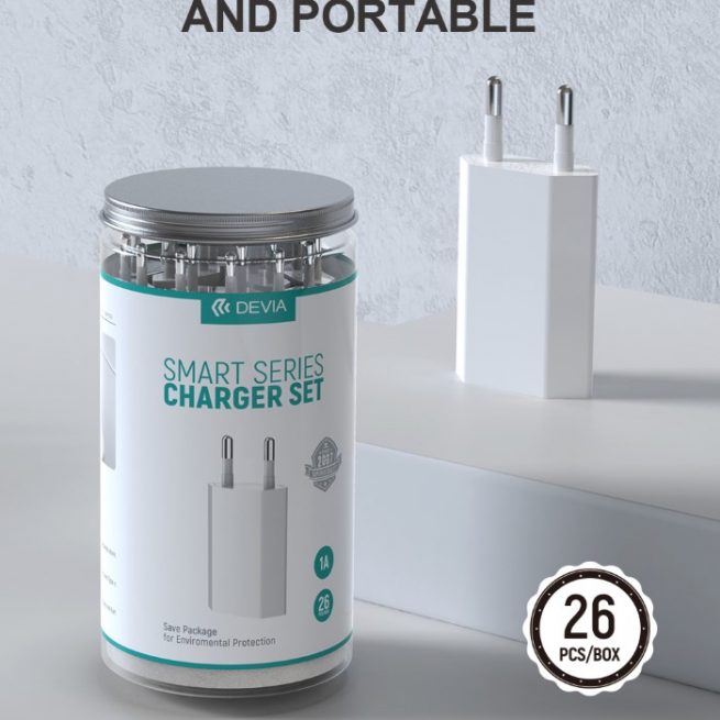 Set da 26 Caricabatterie in barattolo da muro 1A 5V Bianchi
