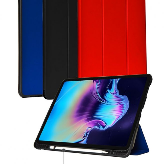 Cover in pelle con supporto pencil iPad 12.9 Pro 2020 Nera