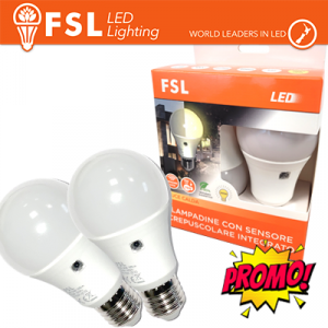 Lampada LED con Doppio Sensore Crepuscolare 9W 3000K - Confezione 2PACK