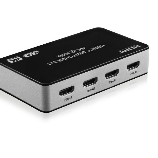 Switch 3x1 HDMI 2.0 18G 4k@60hz HDR, con telecomando IR