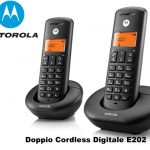 TELEFONO CORDLESS DOPPIO E202 MOTOROLA NERO