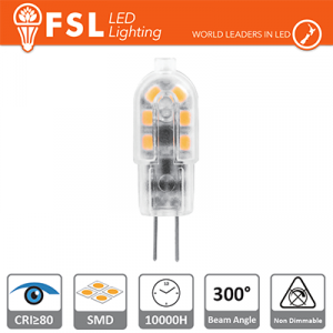 G4 - 1.5W 4000K 125LM >300º 39x12x10mm CRI80 DC-12V