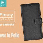 Cover a Libro in Vera Pelle Nera Fancy per Samsung Galaxy S7