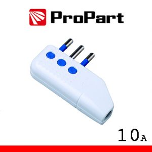 Spina 10A 2P+T uscita cavo 90° polybag