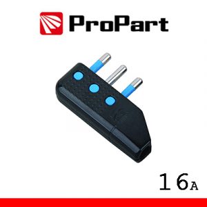 Spina 16A 2P+T uscita cavo 90° nera polybag