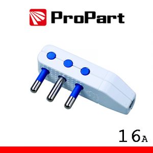 Spina 16A 2P+T uscita cavo 90° polybag