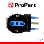 Adattatore schuko 90° spina16A salvaspazio nero
