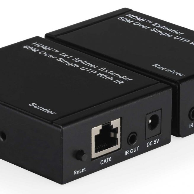 Kit TX-RX Extender HDMI, 60MT UTP, 1080p@60Hz, POE, Loop-Out