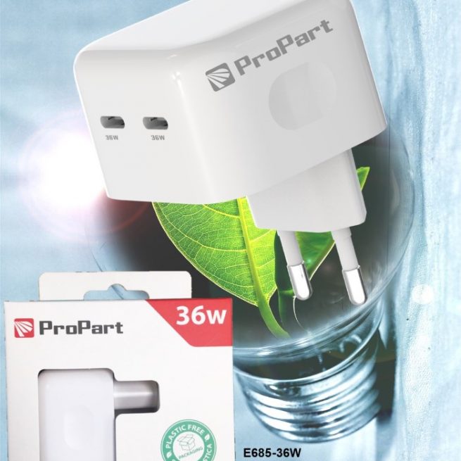 Caricabatteria 36 Watt 2 Prese USB-C Modello E685-36W