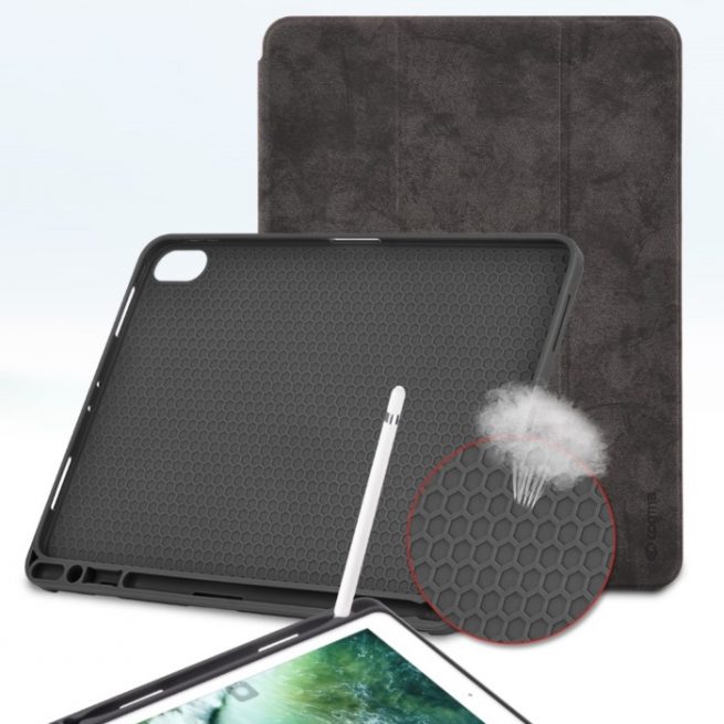 Cover in Pelle con Supporto Pencil per iPad Pro 11 Nera