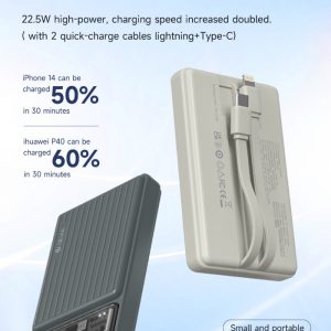 Power Bank 10.000 mAh con due cavi 22,5W Carica rapida Avorio