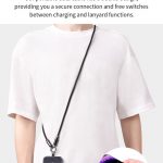 Cordino con Cavo Carica C-Lightning tracolla 1.2mt porta telefono Viola