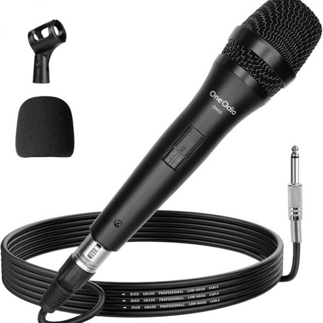 OneOdio ON55 Microfono Dinamico Cardioide con Cavo XLR da 5m e Supporto per Clip