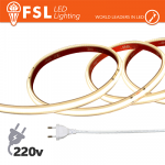 Striscia LED COB 5metri - IP65 4000K 220V 15W/m 1300lm/m+KIT tappo, colla, clip