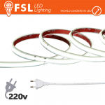 Striscia LED COB 5metri - IP65 6500K 220V 15W/m 1350lm/m +KIT tappo, colla, clip