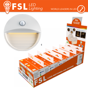 Luce notturna tonda con sensore di movimento bispina con espositore