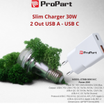 Slim Carica Batterie 30W 2 Out USB A - USB C