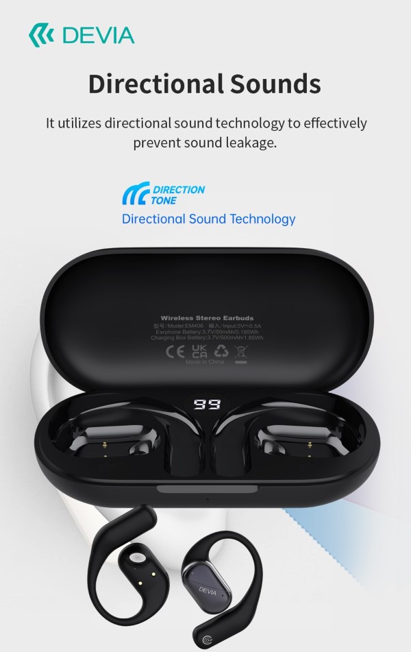 Auricolari EM406 wireless senza inserimento nell'orecchio OWS Lite1 Black