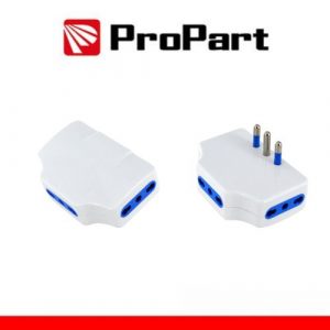 Adattatore presa tripla,3 prese 2P+T 10/16A bipasso, Spina 16a laterale